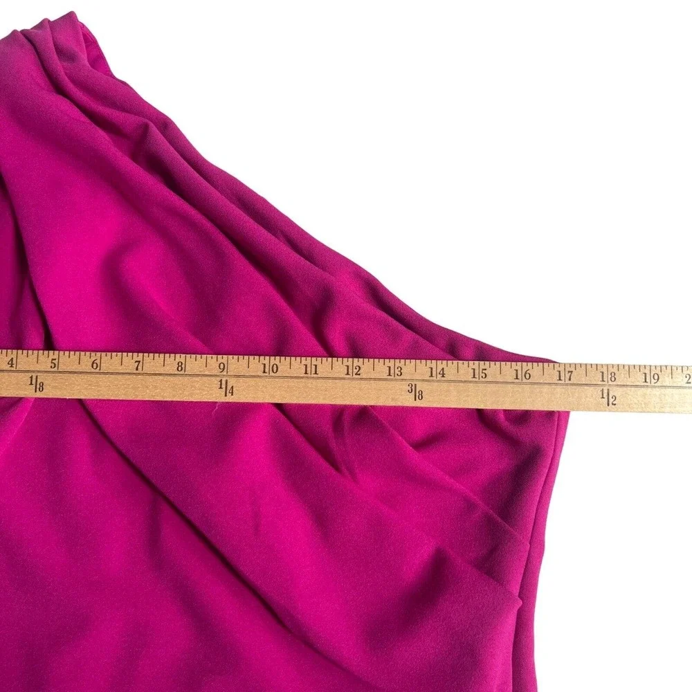 Badgley Mischka Hot Pink One-Shoulder Mini Dress
